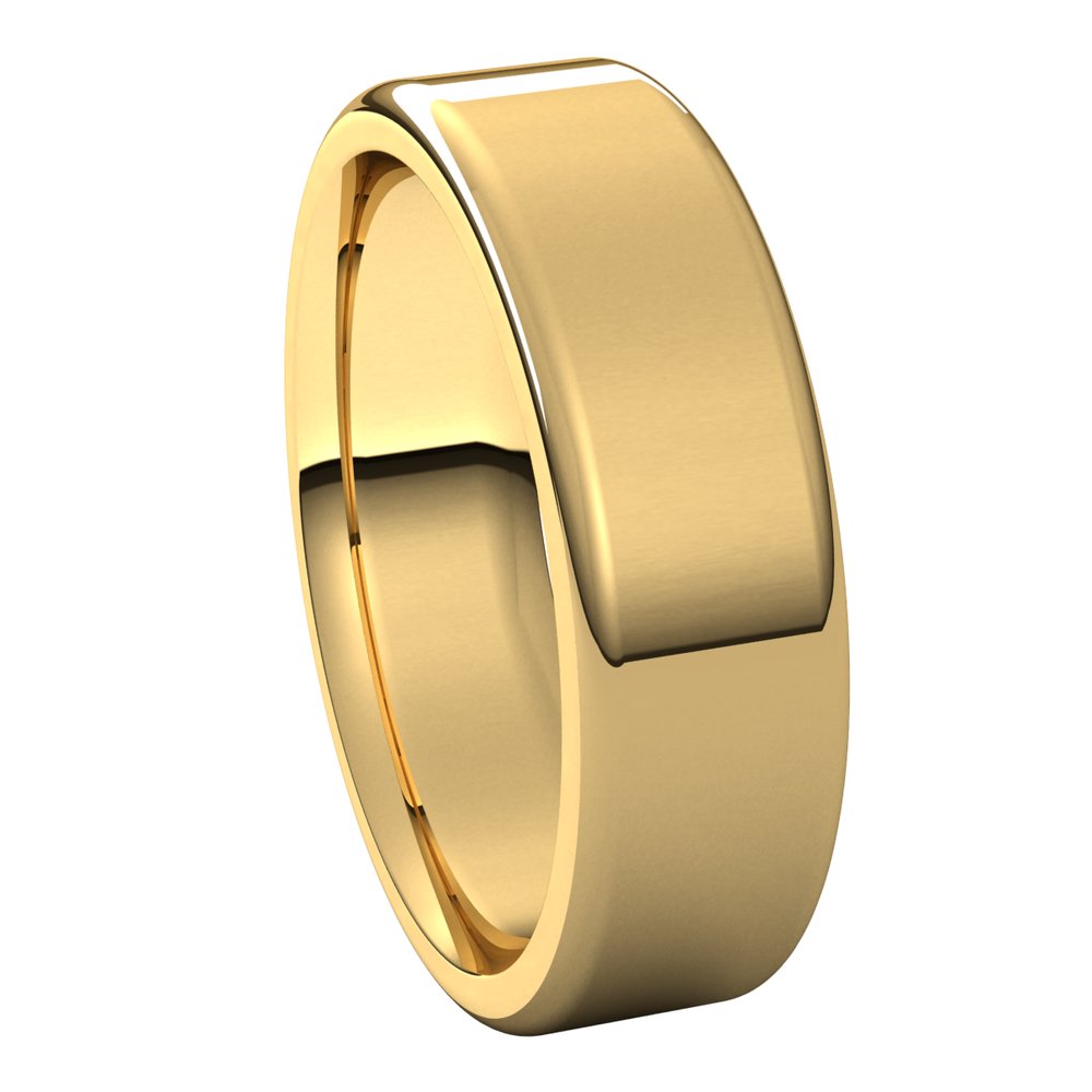 Alternate view of the 6mm 14K Yellow Gold Polished Round Edge Comfort Fit Flat Band by The Black Bow Jewelry Co.