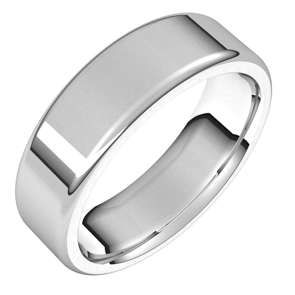 6mm 14K White Gold Polished Round Edge Comfort Fit Flat Band, Item R11603 by The Black Bow Jewelry Co.
