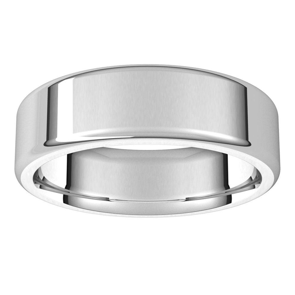 Alternate view of the 6mm 14K White Gold Polished Round Edge Comfort Fit Flat Band by The Black Bow Jewelry Co.