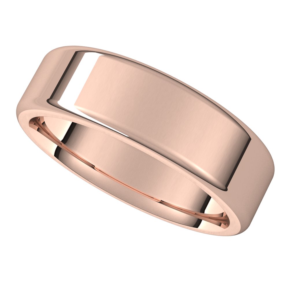 Alternate view of the 6mm 14K Rose Gold Polished Round Edge Comfort Fit Flat Band by The Black Bow Jewelry Co.