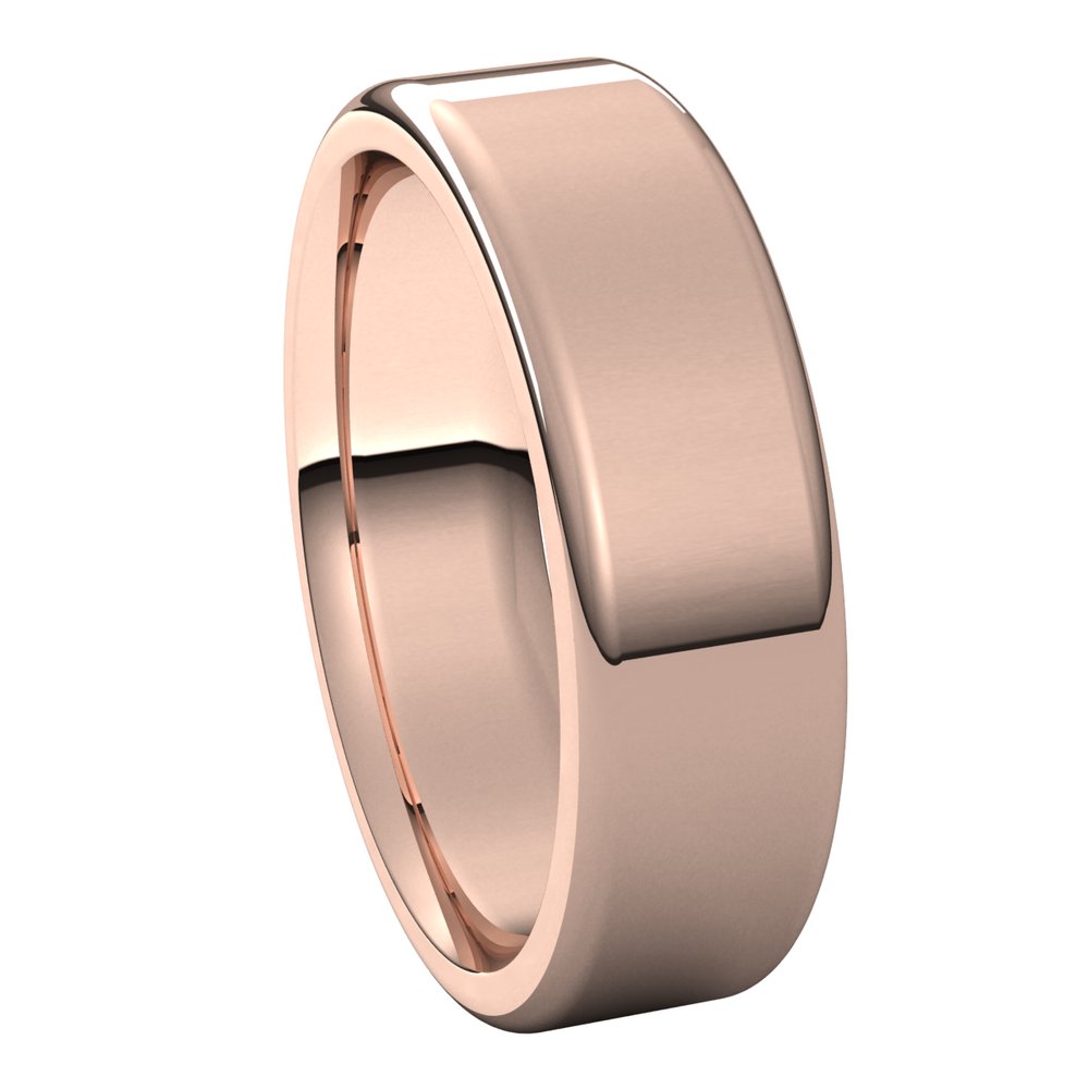 Alternate view of the 6mm 14K Rose Gold Polished Round Edge Comfort Fit Flat Band by The Black Bow Jewelry Co.