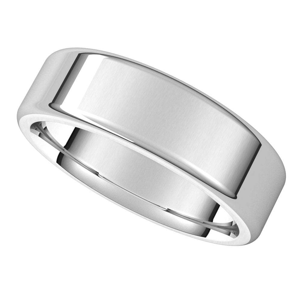 Alternate view of the 6mm 10K White Gold Polished Round Edge Comfort Fit Flat Band by The Black Bow Jewelry Co.