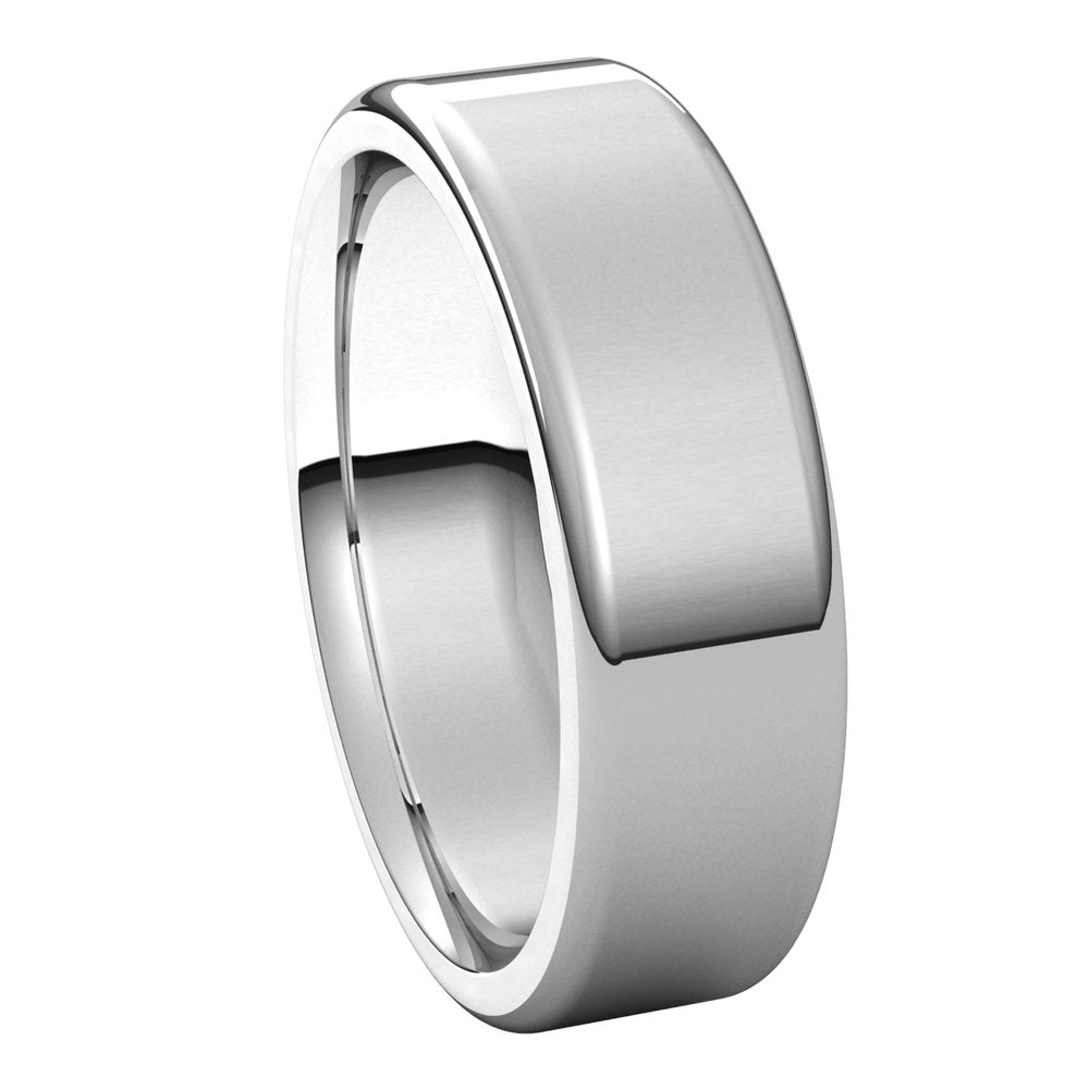 Alternate view of the 6mm Platinum Polished Round Edge Comfort Fit Flat Band by The Black Bow Jewelry Co.