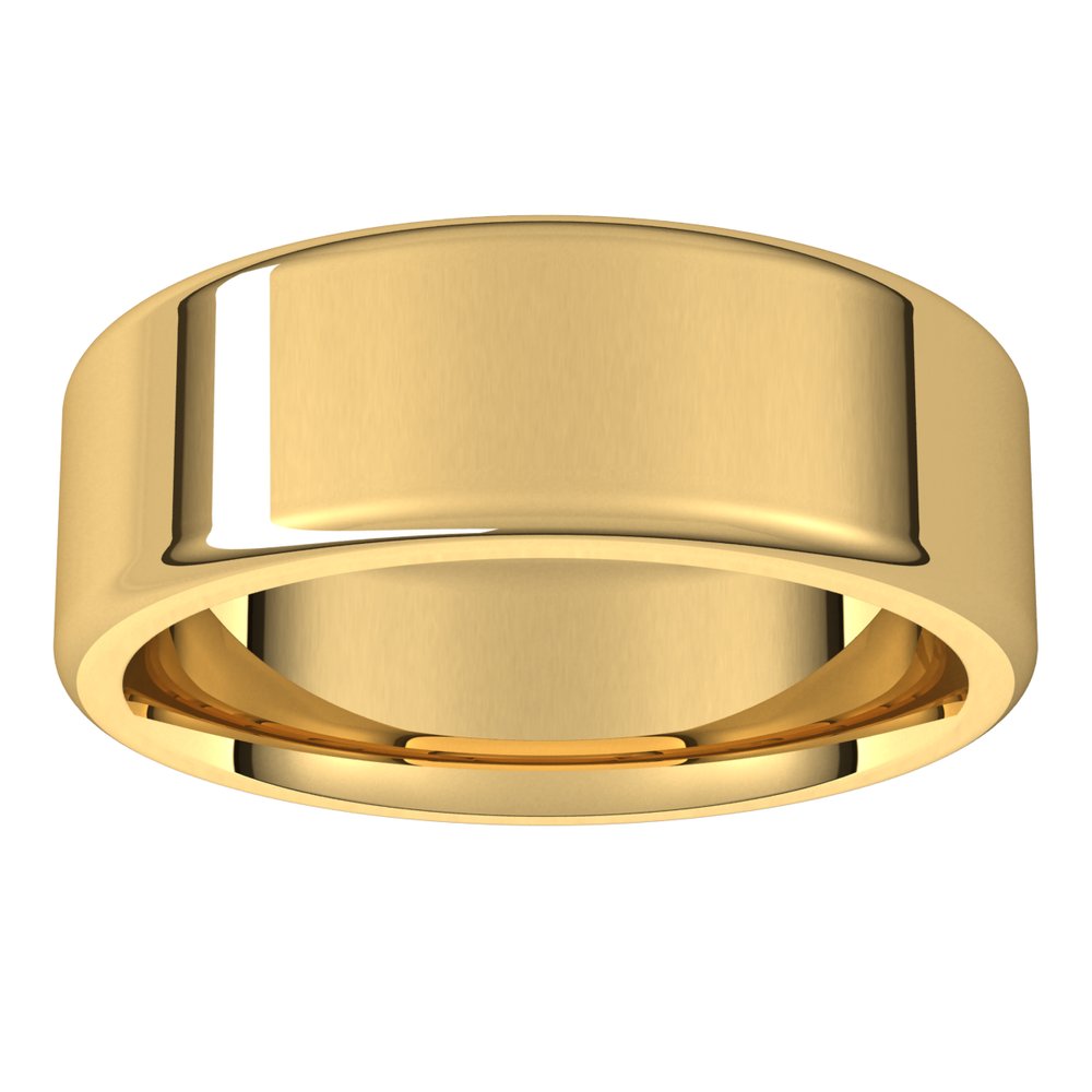 Alternate view of the 7mm 14K Yellow Gold Polished Round Edge Comfort Fit Flat Band by The Black Bow Jewelry Co.