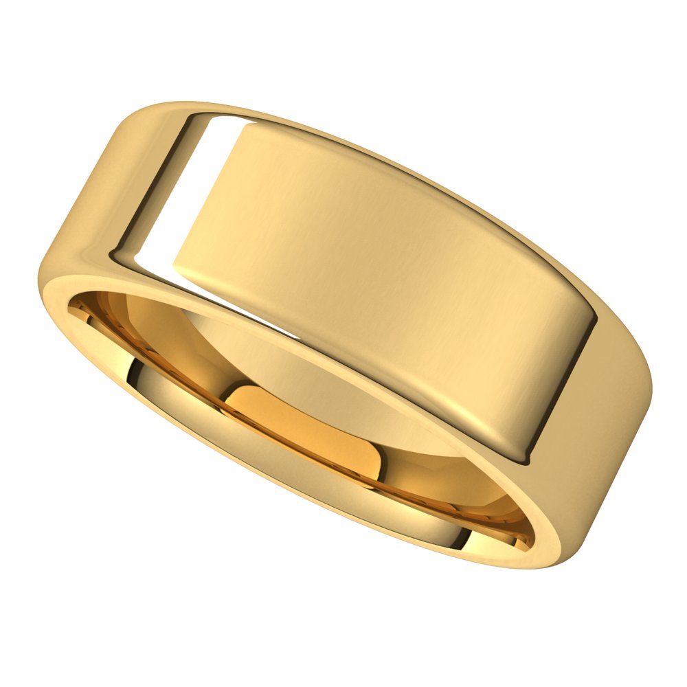 Alternate view of the 7mm 14K Yellow Gold Polished Round Edge Comfort Fit Flat Band by The Black Bow Jewelry Co.