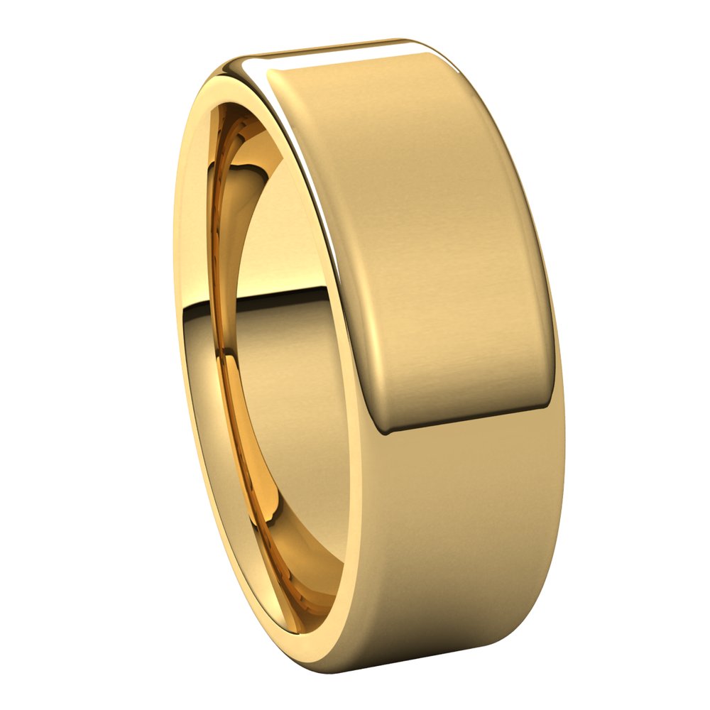 Alternate view of the 7mm 14K Yellow Gold Polished Round Edge Comfort Fit Flat Band by The Black Bow Jewelry Co.