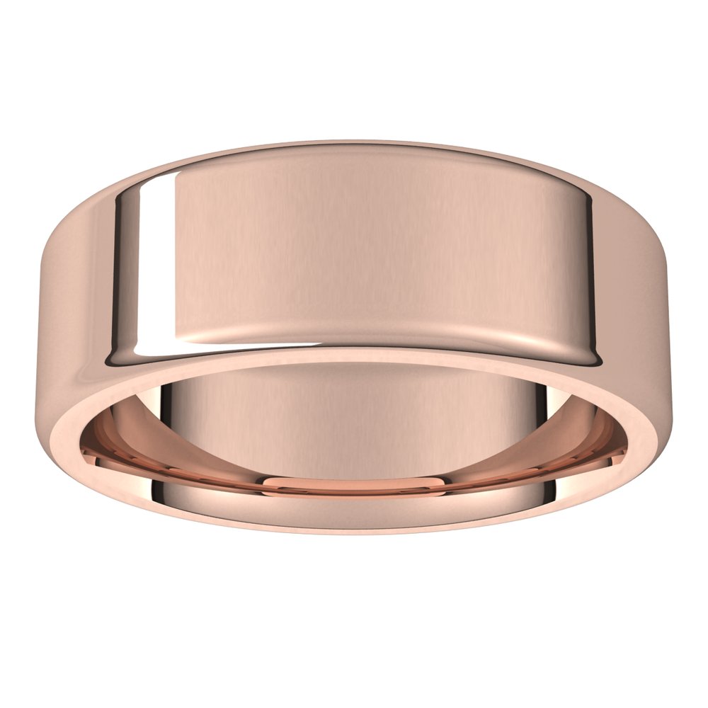 Alternate view of the 7mm 14K Rose Gold Polished Round Edge Comfort Fit Flat Band by The Black Bow Jewelry Co.