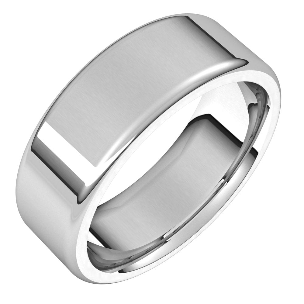 7mm 10K White Gold Polished Round Edge Comfort Fit Flat Band, Item R11613 by The Black Bow Jewelry Co.