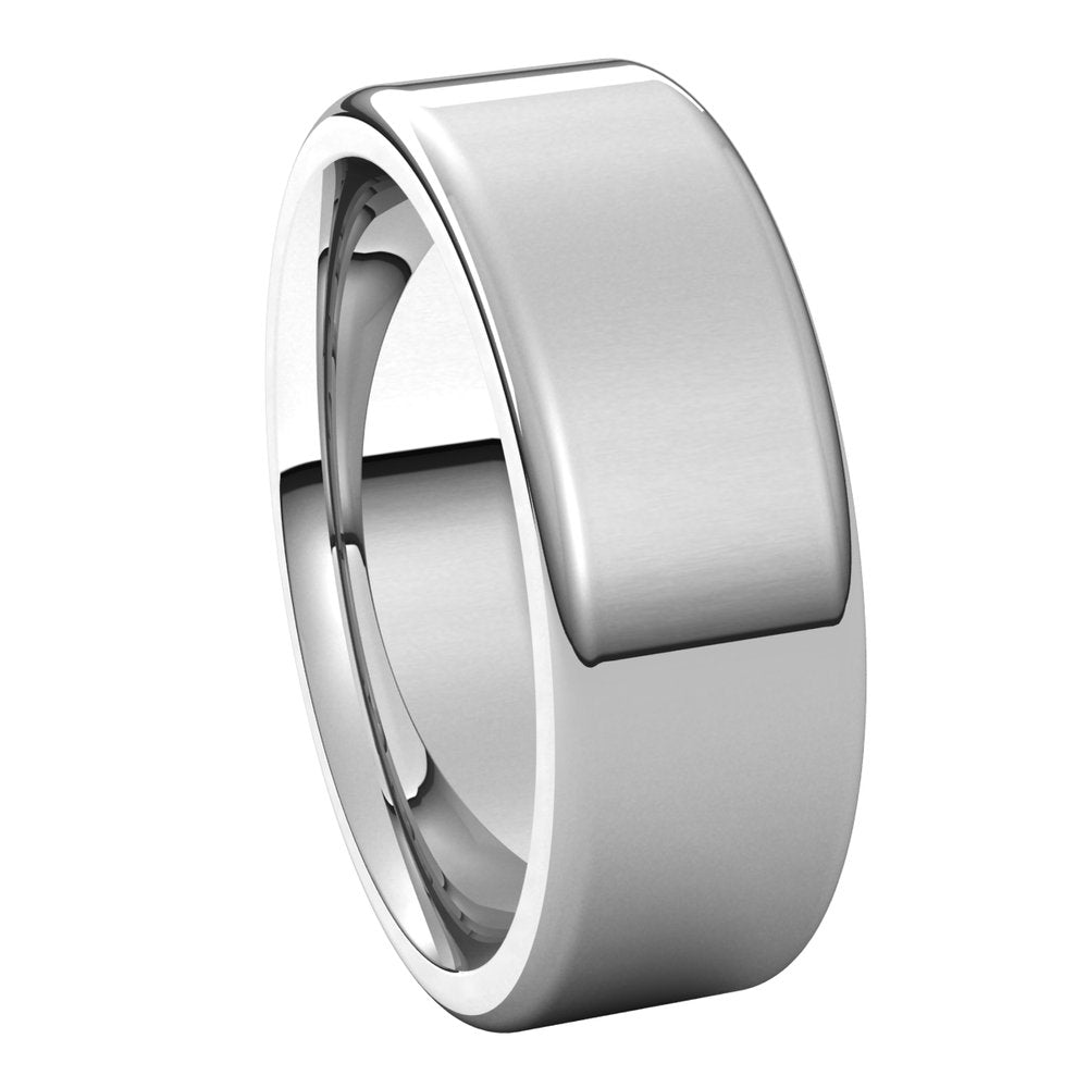 Alternate view of the 7mm 10K White Gold Polished Round Edge Comfort Fit Flat Band by The Black Bow Jewelry Co.
