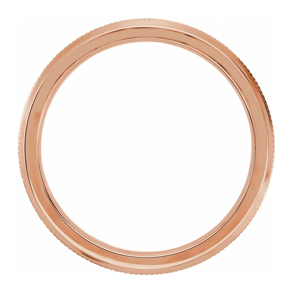Alternate view of the 2.5mm 14K Rose Gold Knife Edge Standard Fit Band by The Black Bow Jewelry Co.