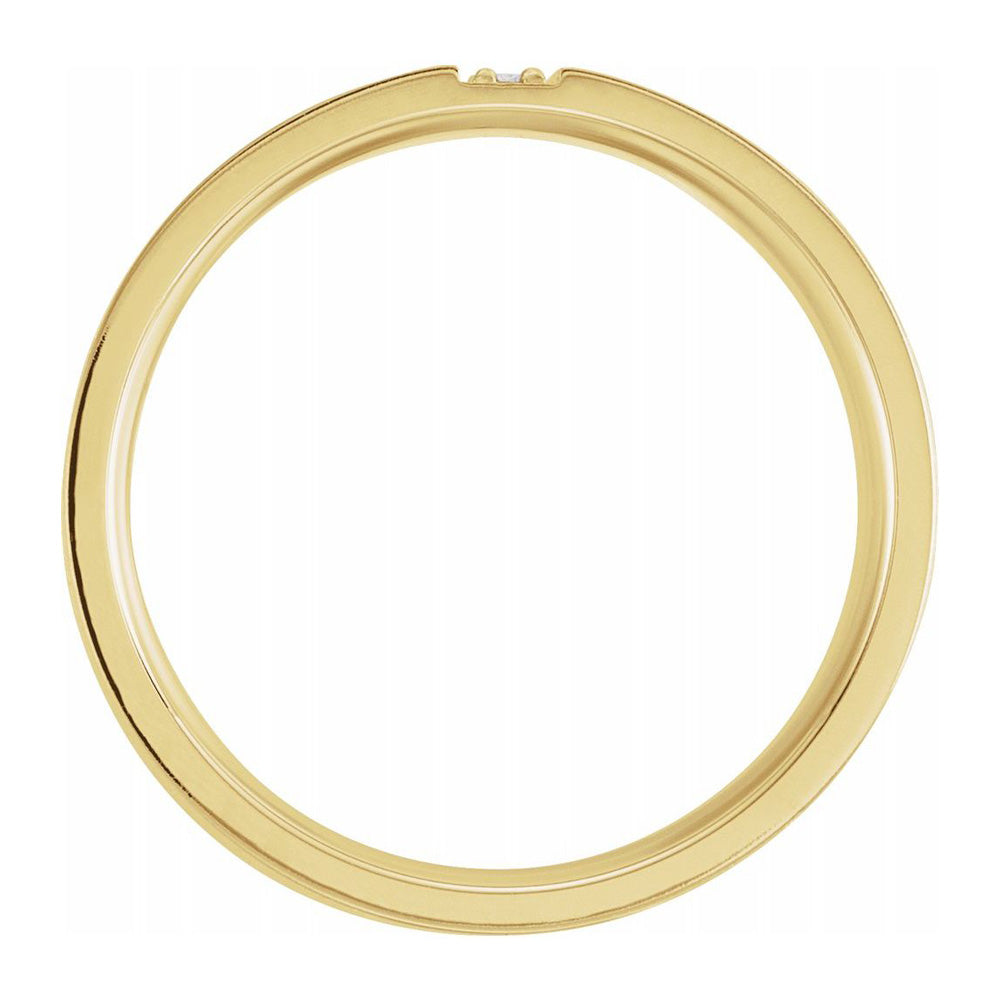 Alternate view of the 8mm 14K Yellow Gold 1/10 CTW Diamond Satin Comfort Fit Flat Band by The Black Bow Jewelry Co.