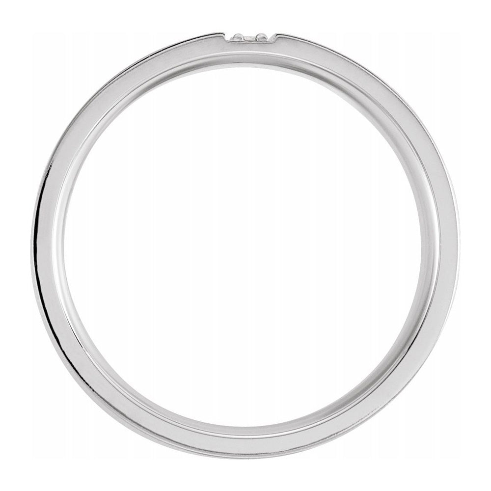 Alternate view of the 8mm Platinum 1/10 CTW Diamond Satin Comfort Fit Flat Band by The Black Bow Jewelry Co.