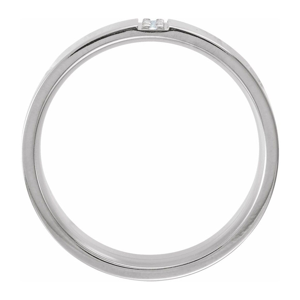 Alternate view of the 8mm Platinum 1/10 CTW Diamond Polished Comfort Fit Flat Band by The Black Bow Jewelry Co.