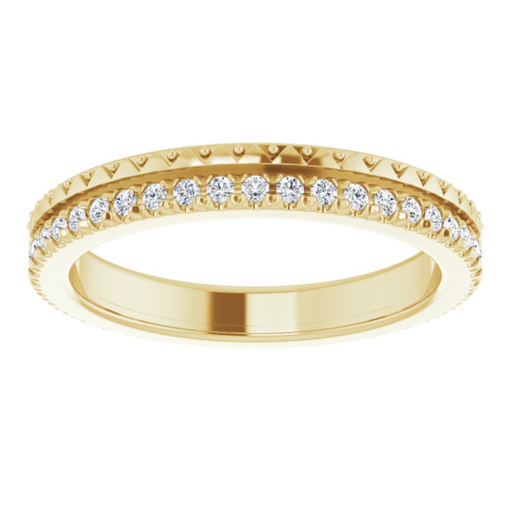 Alternate view of the 2.75mm 14K Yellow Gold Natural Diamond Eternity Band by The Black Bow Jewelry Co.