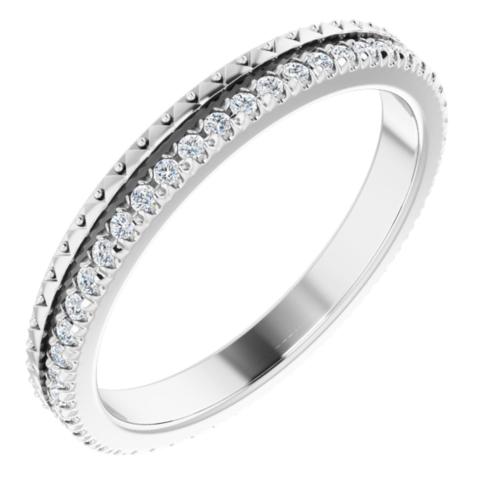 Alternate view of the 2.75mm 14K White Gold Natural Diamond Eternity Band by The Black Bow Jewelry Co.