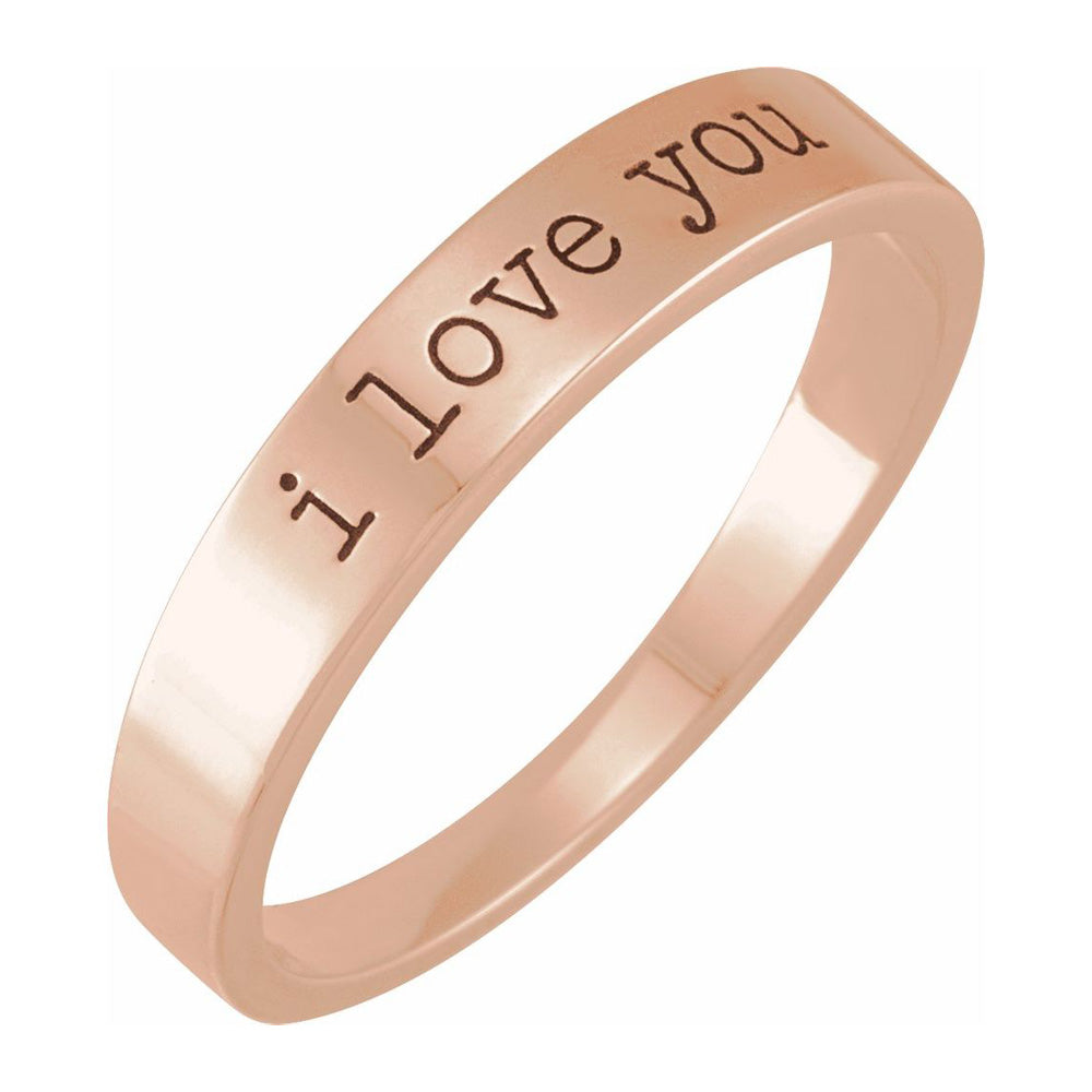 14K Rose Gold &#39;I Love You&#39; Stackable Tapered Band, Item R11636 by The Black Bow Jewelry Co.
