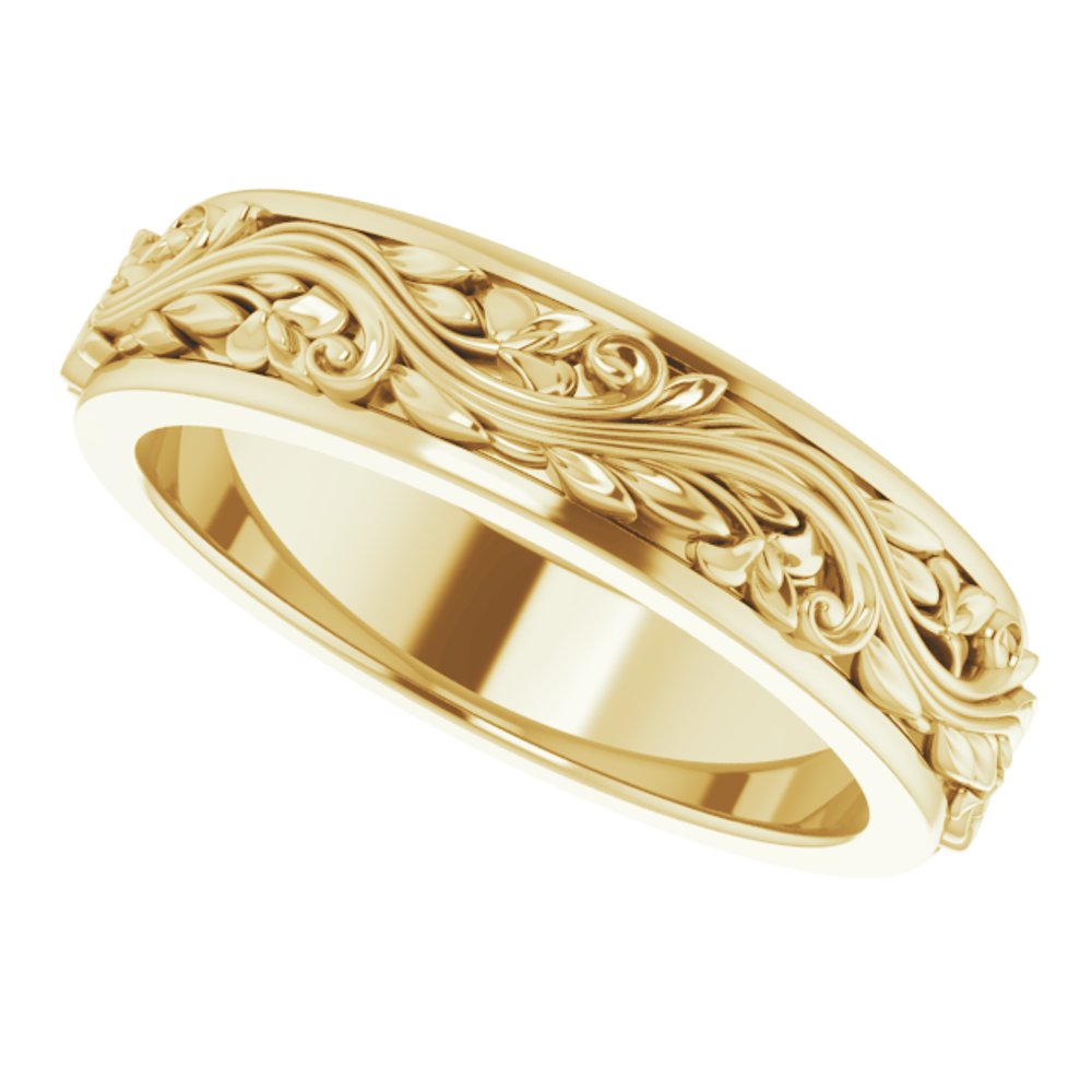 Alternate view of the 5mm 14K Yellow Gold Sculptural Standard Fit Band by The Black Bow Jewelry Co.