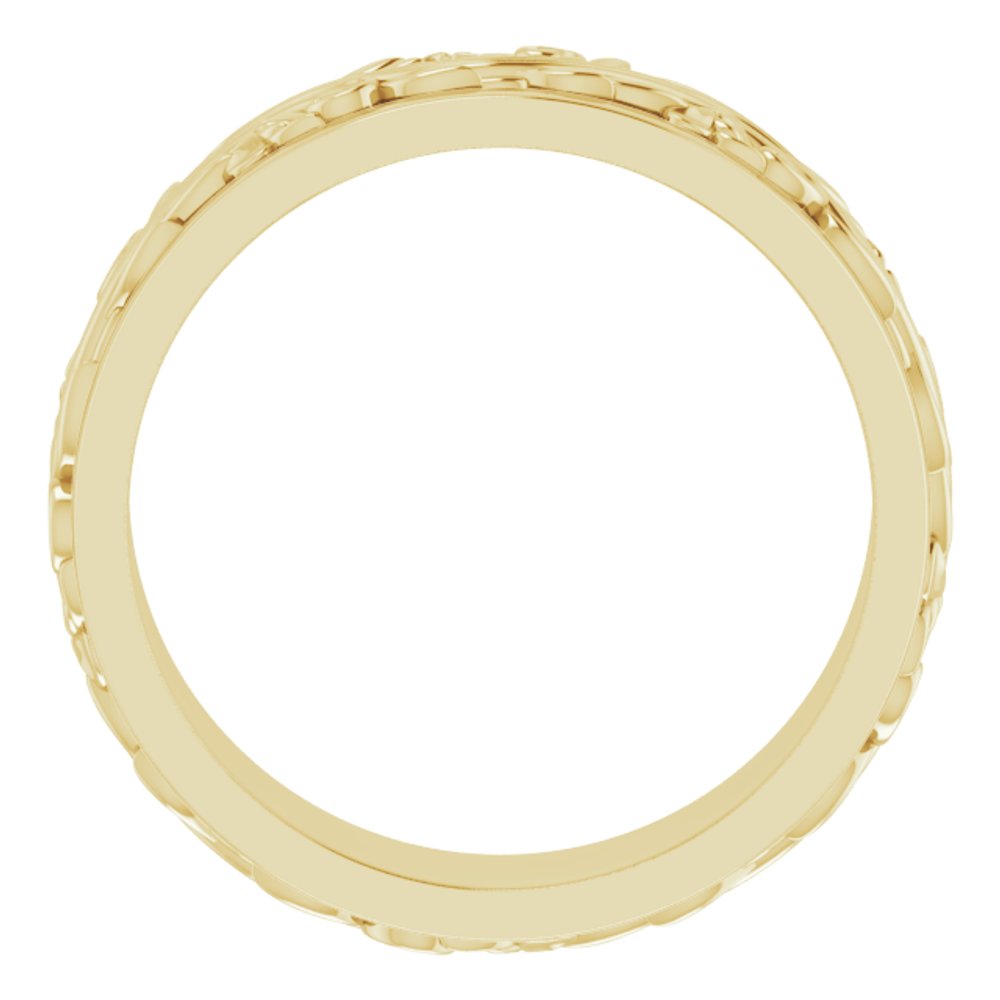 Alternate view of the 7mm 14K Yellow Gold Sculptural Standard Fit Band by The Black Bow Jewelry Co.