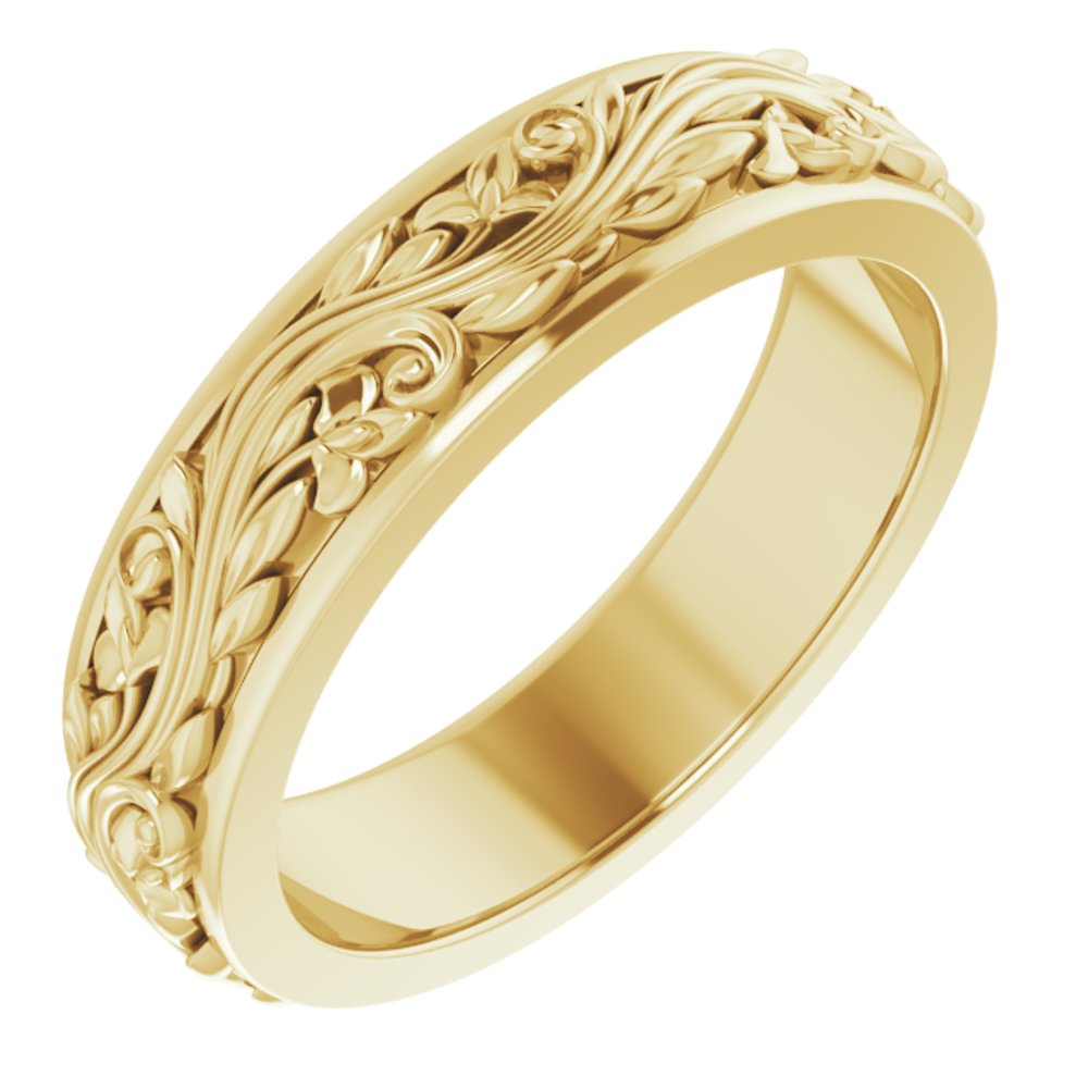 5mm 10K Yellow Gold Sculptural Standard Fit Band, Item R11647 by The Black Bow Jewelry Co.