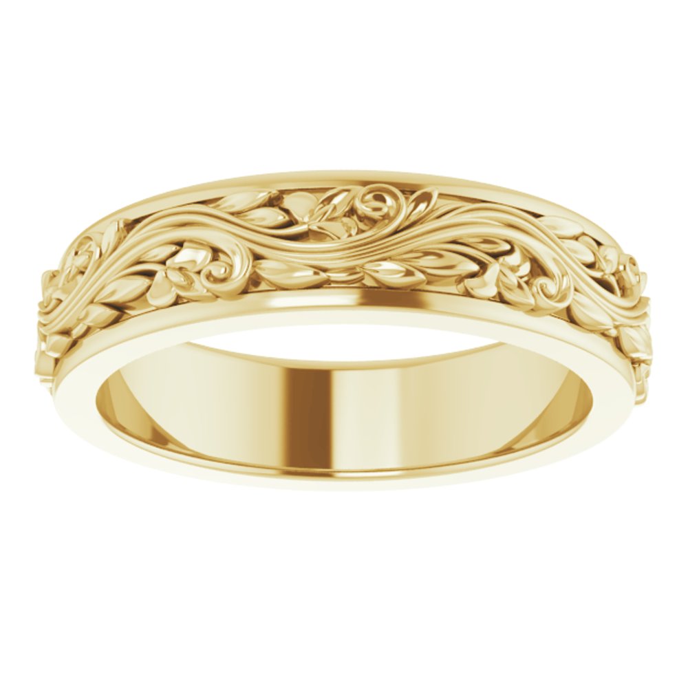Alternate view of the 5mm 10K Yellow Gold Sculptural Standard Fit Band by The Black Bow Jewelry Co.