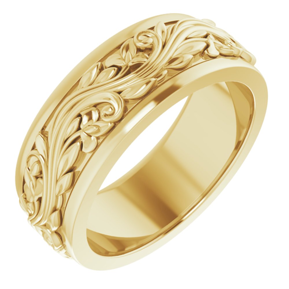 Alternate view of the 7mm 10K Yellow Gold Sculptural Standard Fit Band by The Black Bow Jewelry Co.