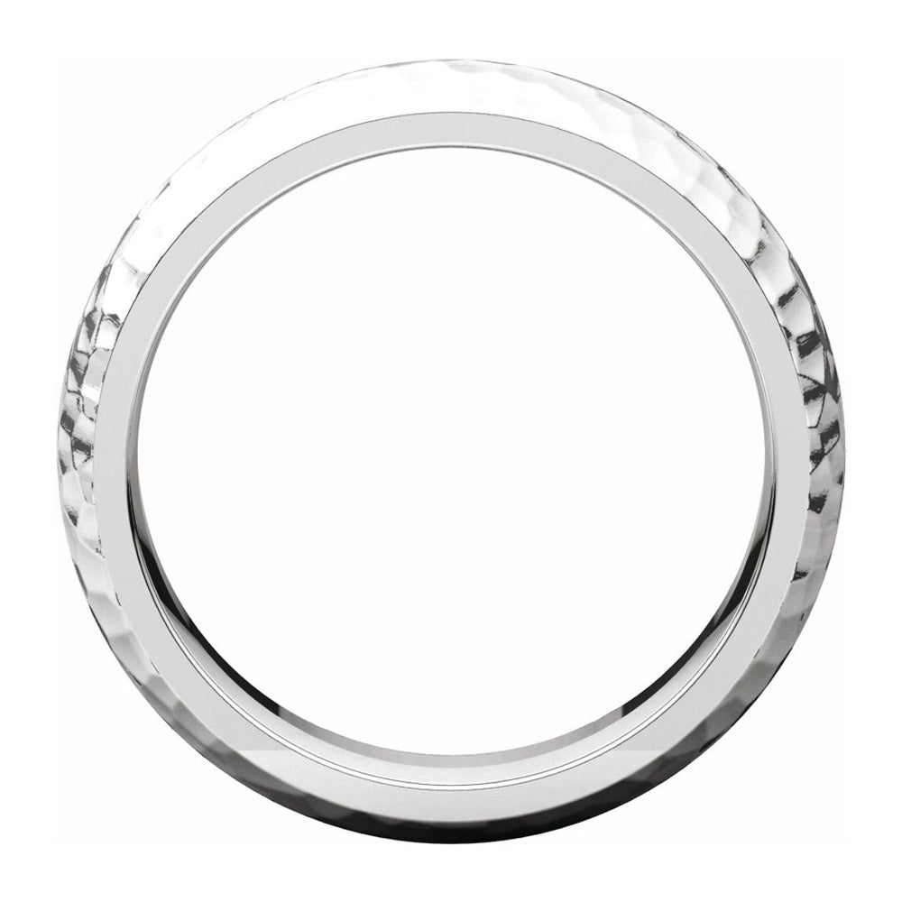 Alternate view of the 6mm 14K White Gold Hammered Half Round Comfort Fit Band by The Black Bow Jewelry Co.