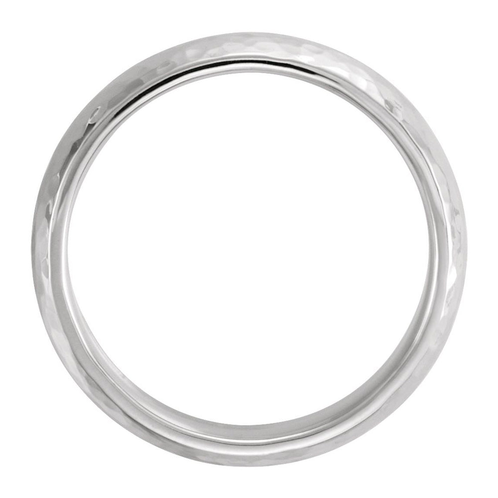Alternate view of the 6mm Continuum Sterling Silver Hammered Half Round Comfort Fit Band by The Black Bow Jewelry Co.