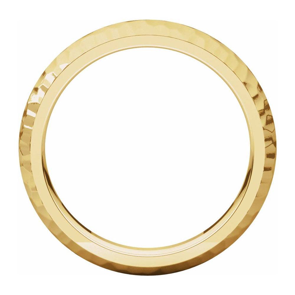 Alternate view of the 4mm 14K Yellow Gold Hammered Half Round Comfort Fit Band by The Black Bow Jewelry Co.