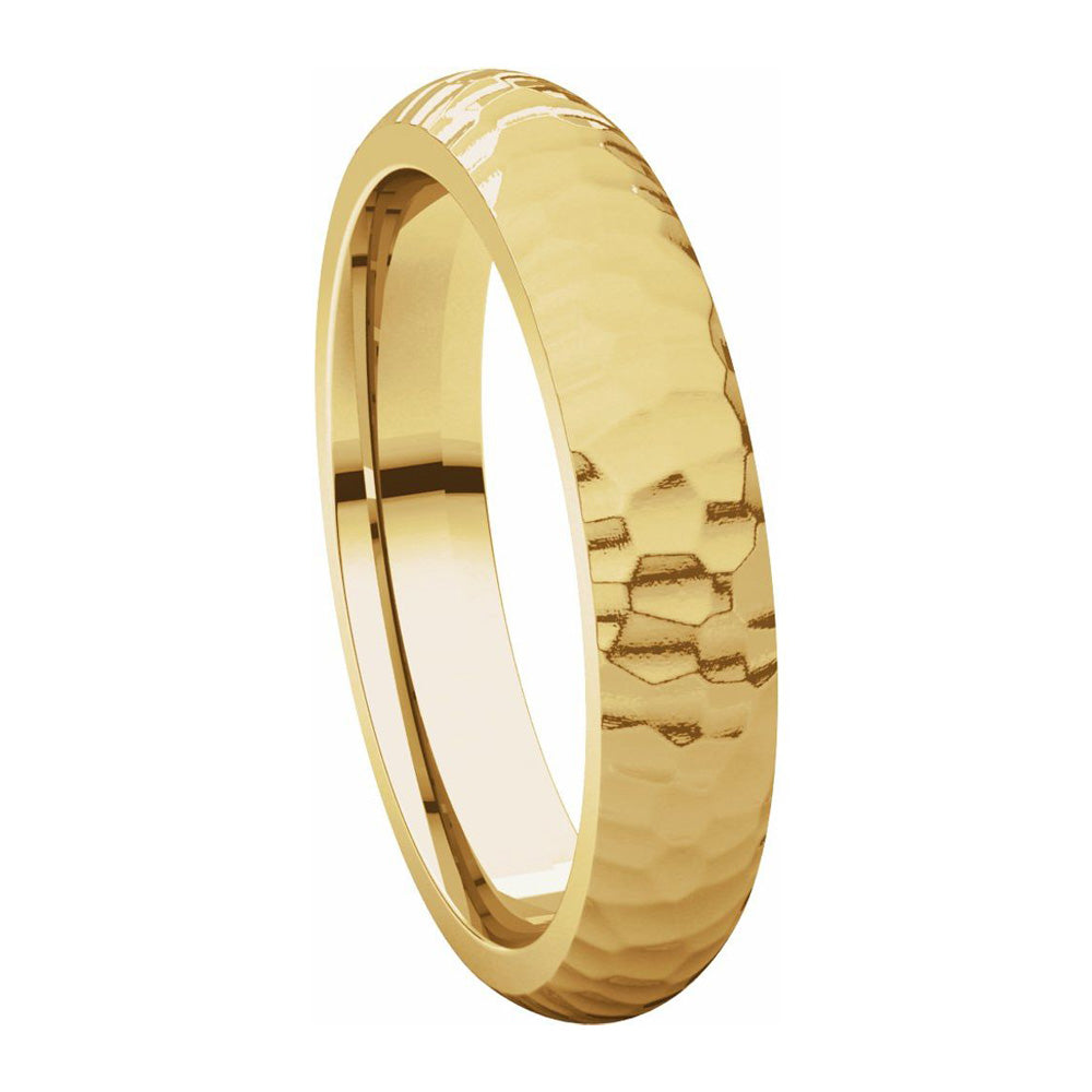 Alternate view of the 4mm 14K Yellow Gold Hammered Half Round Comfort Fit Band by The Black Bow Jewelry Co.