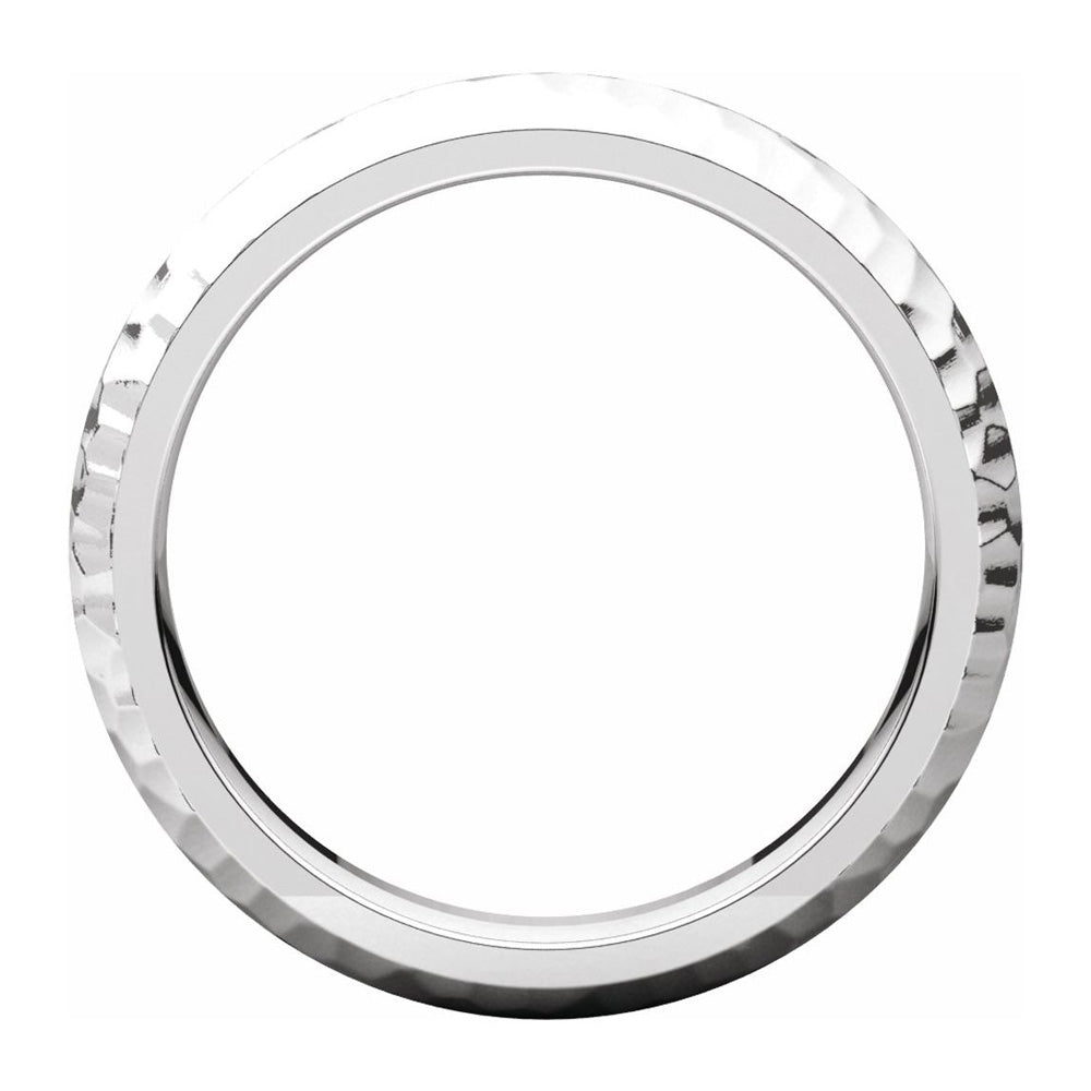 Alternate view of the 4mm 14K White Gold Hammered Half Round Comfort Fit Band by The Black Bow Jewelry Co.