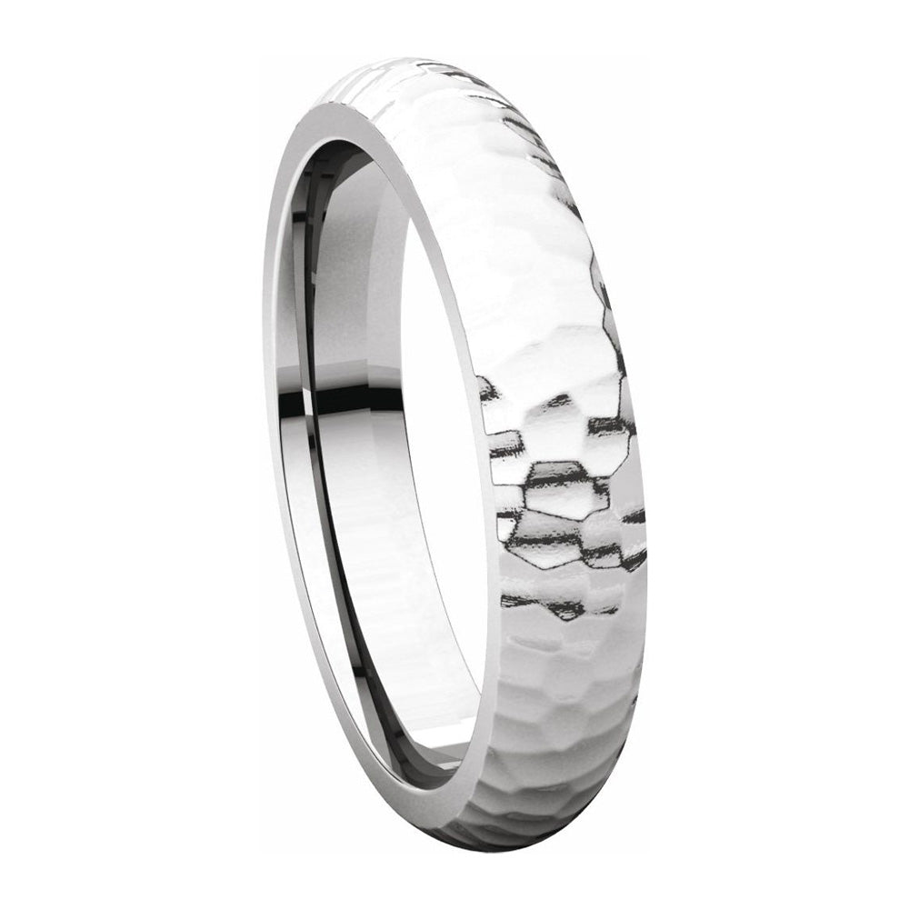 Alternate view of the 4mm 14K White Gold Hammered Half Round Comfort Fit Band by The Black Bow Jewelry Co.