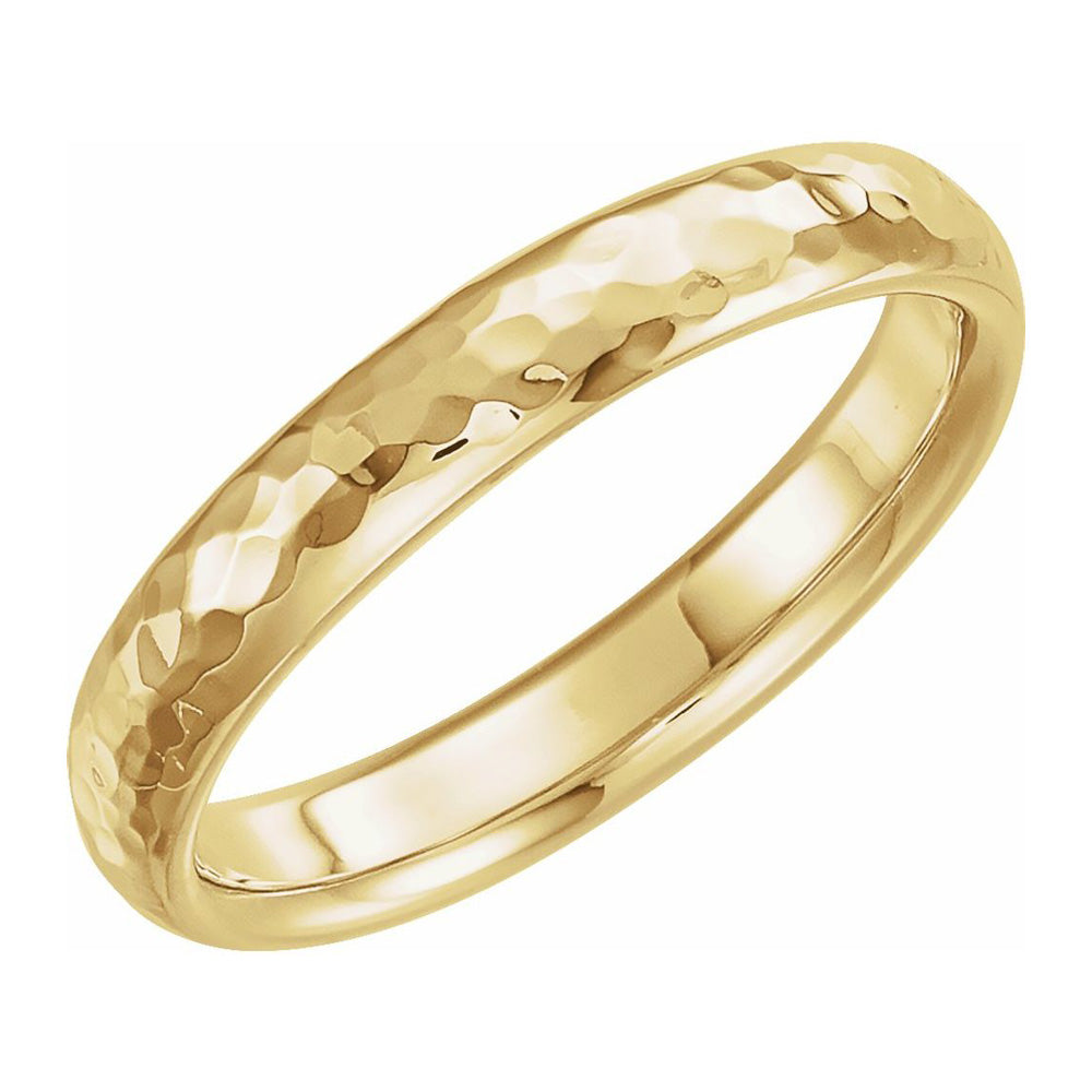 4mm 10K Yellow Gold Hammered Half Round Comfort Fit Band, Item R11660 by The Black Bow Jewelry Co.