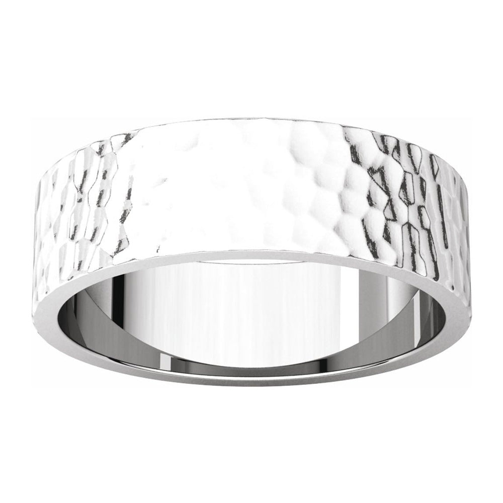 Alternate view of the 6mm 14K White Gold Hammered Flat Standard Fit Band by The Black Bow Jewelry Co.