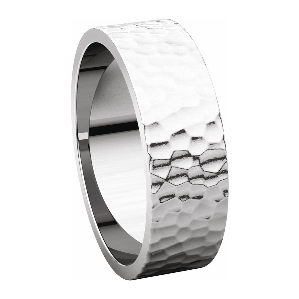 Alternate view of the 6mm 14K White Gold Hammered Flat Standard Fit Band by The Black Bow Jewelry Co.