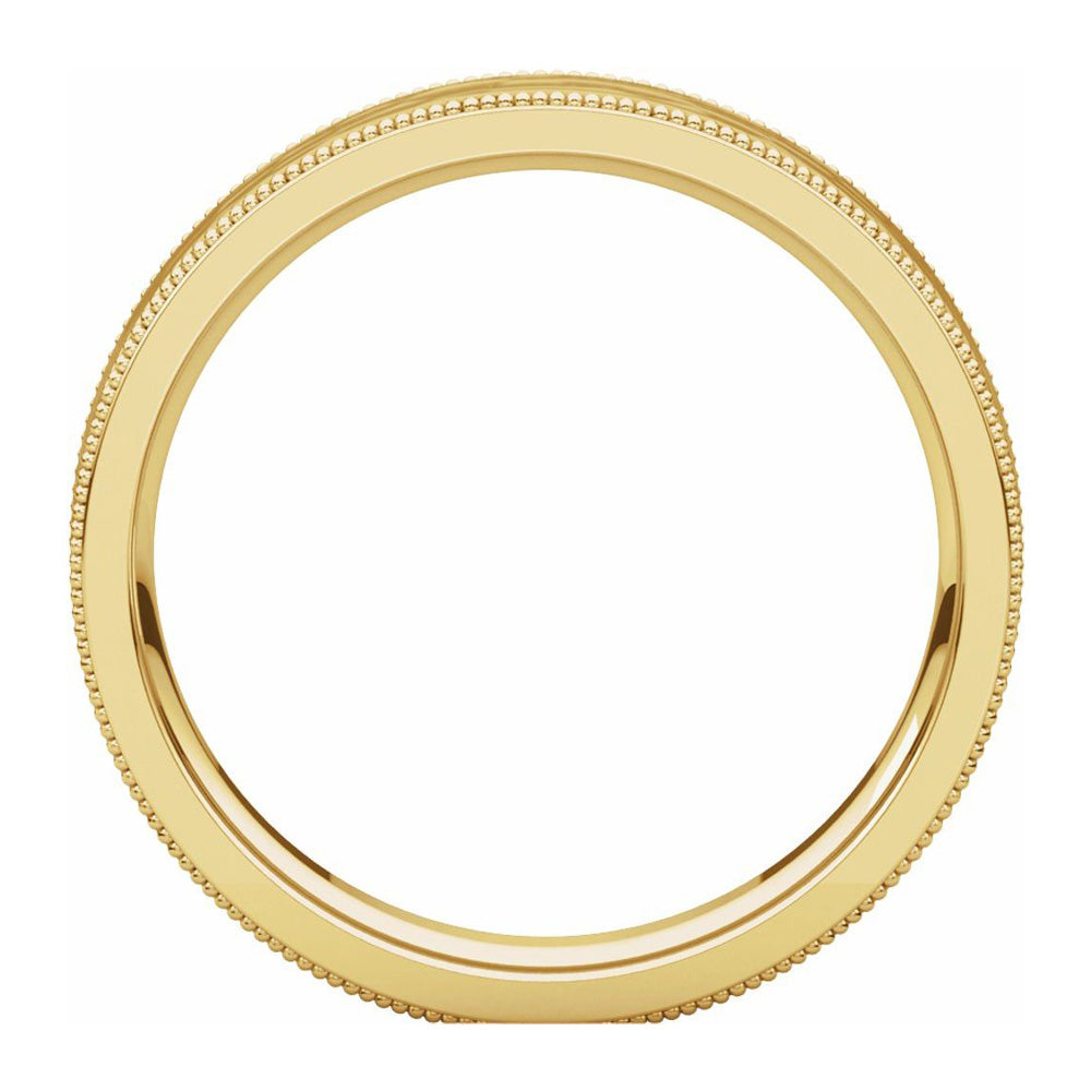 Alternate view of the 4mm 14K Yellow Gold Milgrain Hammered Flat Comfort Fit Band by The Black Bow Jewelry Co.