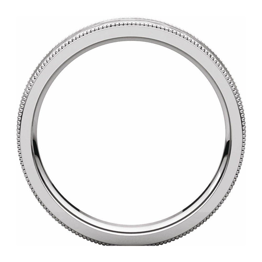 Alternate view of the 4mm 14K White Gold Milgrain Hammered Flat Comfort Fit Band by The Black Bow Jewelry Co.