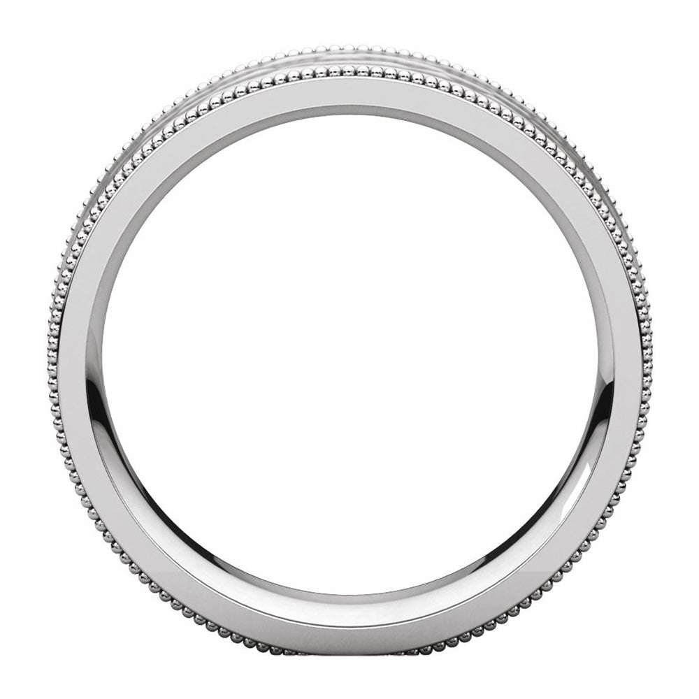 Alternate view of the 6mm 14K White Gold Milgrain Hammered Flat Comfort Fit Band by The Black Bow Jewelry Co.