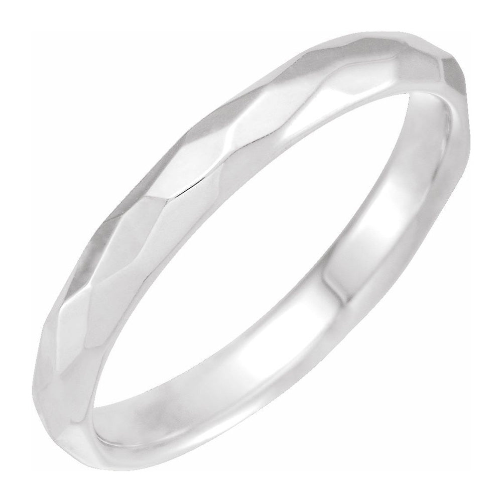 3mm 14K White Gold Hammered Comfort Fit Band, Item R11680 by The Black Bow Jewelry Co.