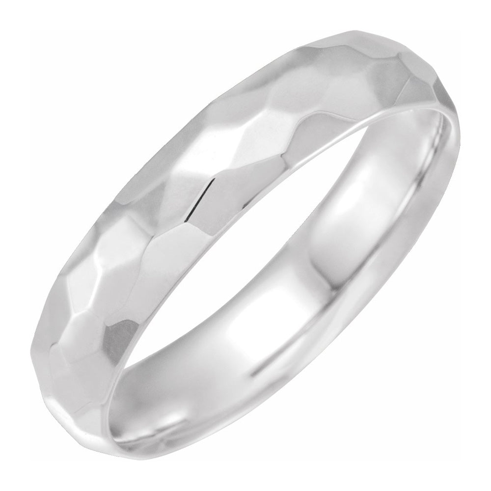 5mm 14K White Gold Hammered Comfort Fit Band, Item R11681 by The Black Bow Jewelry Co.