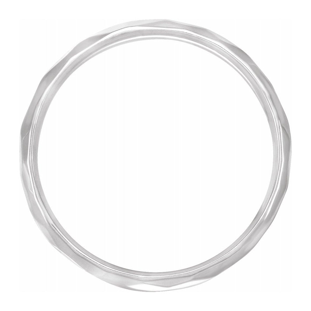 Alternate view of the 5mm 14K White Gold Hammered Comfort Fit Band by The Black Bow Jewelry Co.