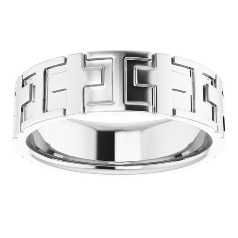 Alternate view of the 7mm 14K White Gold Polished Cross Comfort Fit Band by The Black Bow Jewelry Co.