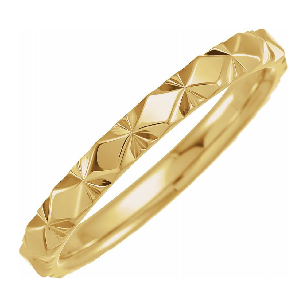 2.5mm 14K Yellow Gold Diamond Cut Faceted Standard Fit Band, Item R11695 by The Black Bow Jewelry Co.
