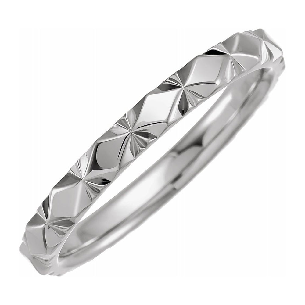 2.5mm 10K White Gold Diamond Cut Faceted Standard Fit Band, Item R11698 by The Black Bow Jewelry Co.