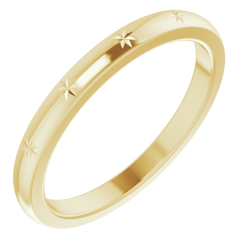2.2mm 14K Yellow Gold Starburst Standard Fit Band, Item R11701 by The Black Bow Jewelry Co.
