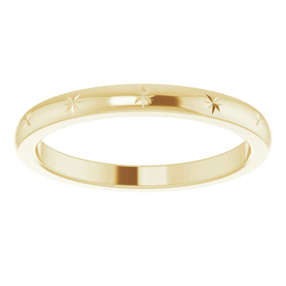 Alternate view of the 2.2mm 14K Yellow Gold Starburst Standard Fit Band by The Black Bow Jewelry Co.