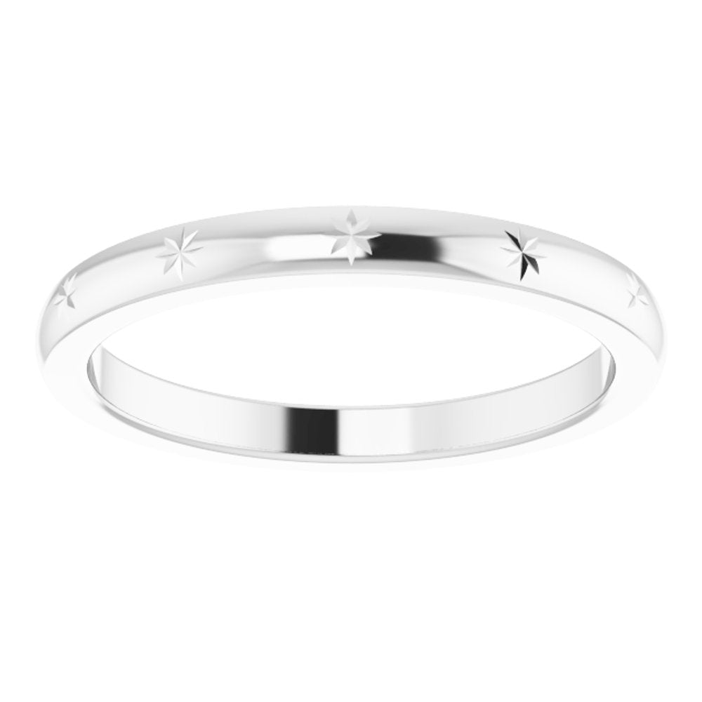 Alternate view of the 2.2mm 14K White Gold Starburst Standard Fit Band by The Black Bow Jewelry Co.