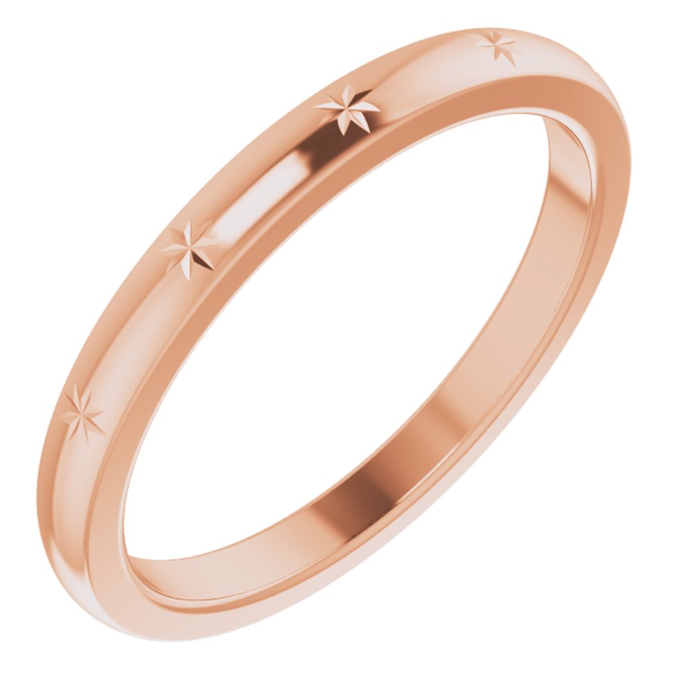Alternate view of the 2.2mm 14K Rose Gold Starburst Standard Fit Band by The Black Bow Jewelry Co.
