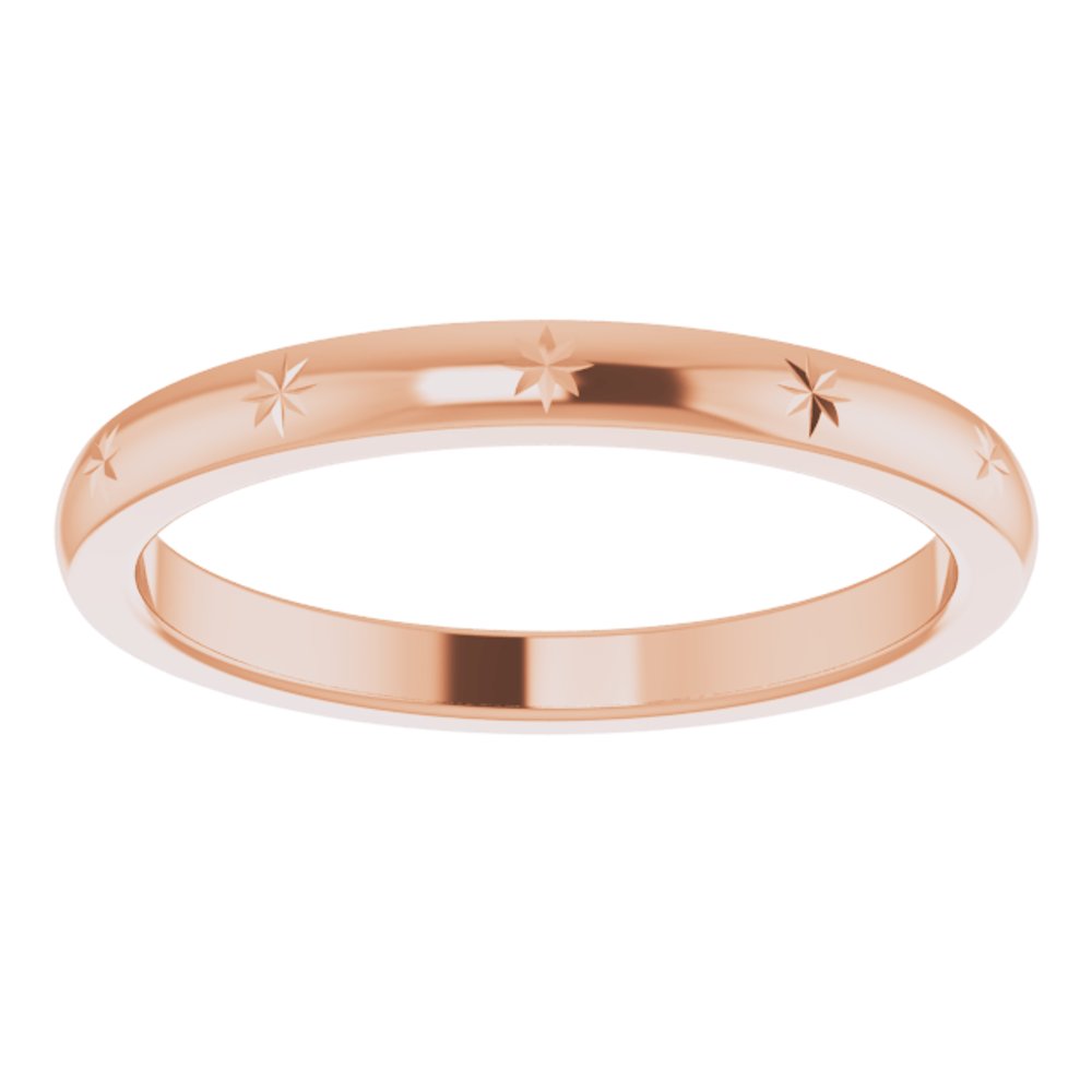 Alternate view of the 2.2mm 10K Rose Gold Starburst Standard Fit Band by The Black Bow Jewelry Co.