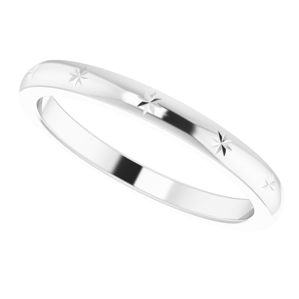 Alternate view of the 2.2mm Continuum Sterling Silver Starburst Standard Fit Band by The Black Bow Jewelry Co.
