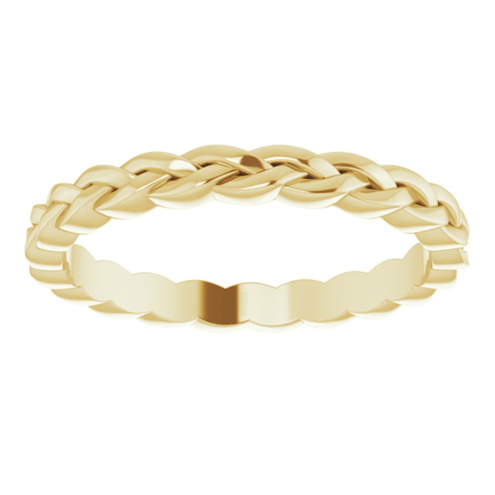 Alternate view of the 2mm 14K Yellow Gold Woven Standard Fit Band by The Black Bow Jewelry Co.